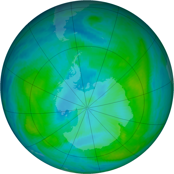 Antarctic ozone map for 07 February 1990